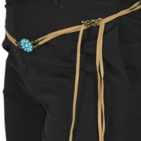 Vintage Turquoise Leather Chain Belt Western Cowgirl Medallion Concho One Size - Picture 5 of 14